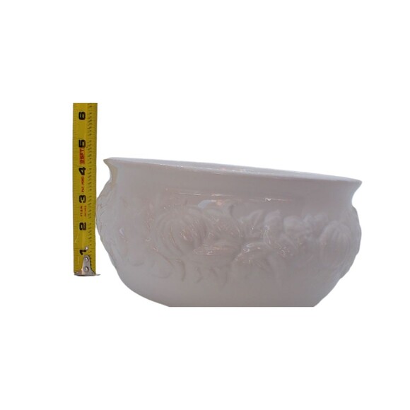 3qt Serving Bowl White Fall Corn Pumpkin Gourd Leaf Ceramic Cooks Club Vintage - Picture 4 of 7